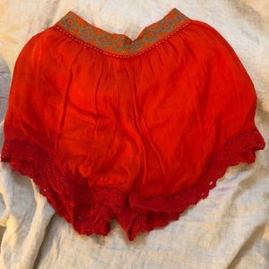 Red embroidered Free People shorts (L)